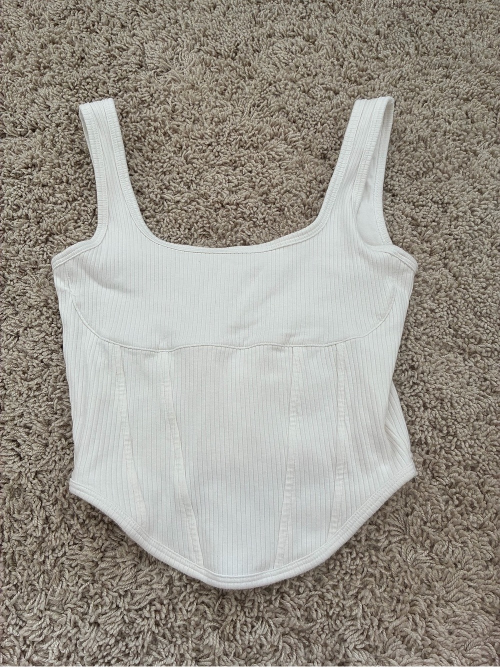 White Ribbed Scoop-Neck Corset by VS PINK Tank Top